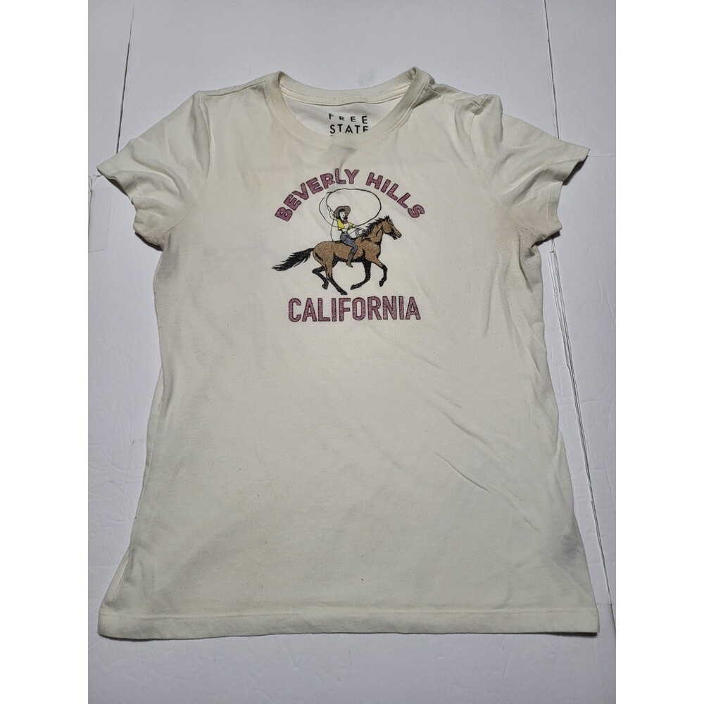 (#L6)Free State  Short Sleeve T-shirt Size Women's XL Cream White